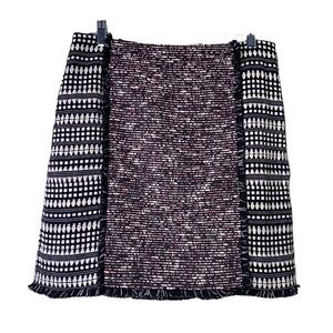 LOFT Skirt WOmen Size 6 Tweed Textured A-Line Fringe Hem *